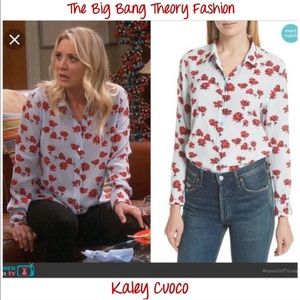 Equipment White and Red Floral Button Down Shirt